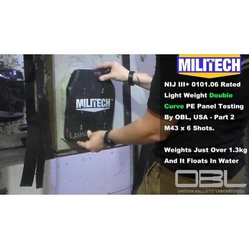 Test Video--Militech NIJ III+ NIJ 0101.07 RF1 Double-Curve Pure PE Plates M43 (As Know As AK47s 7.62mm x 39mm MSC) Test Video