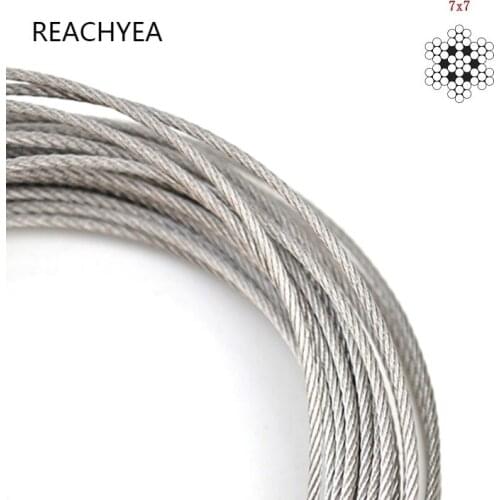 10Meters/LOT 304 Stainless Steel Wire Rope Alambre Softer Fishing Lifting Cable 7X7 Structure 0.5-4MM Diameter