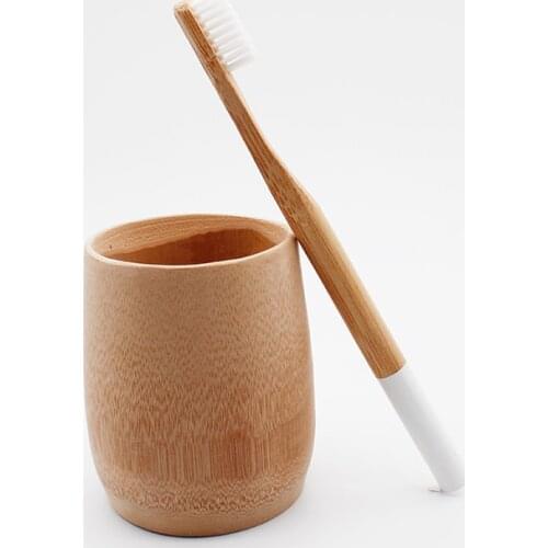 White Head Round Simple Bamboo Toothbrush Bamboo Handle nylon White Bristle Adult tongue scraper Wooden Low carbon Toothbrush
