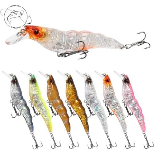 10.3cm/13.2g Artificial Shrimp Plastic Hard Bait With Treble Hook Swimbait 3D High Simulation Eyes Floating High Quality Bait