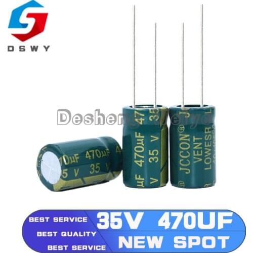 10Pcs/Lot 35V 470UF Low ESR/Impedance High Frequency Aluminum Electrolytic Capacitor