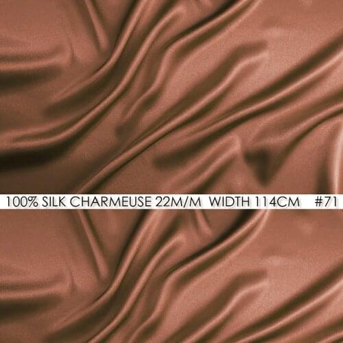100% SILK CHARMEUSE SATIN 114cm width 22mommes Heavy Silk Women Dress Fabrics Glossy Material Deep RosyBrown #71