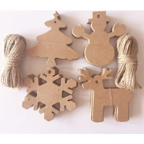 100pcs DIY Kraft Paper Tags Christmas Tree Elk Snowman Shape Hang Tag for Christmas/Wedding Party Favors Blank Hang Tag Gift