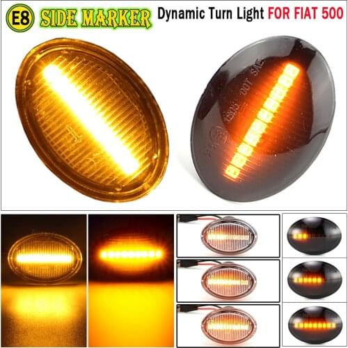 2x Dynamic LED Side Marker Lights Flowing Turn Signal Light Blinker Fit For FIAT 500 500C 500L For Abarth 500 595 695