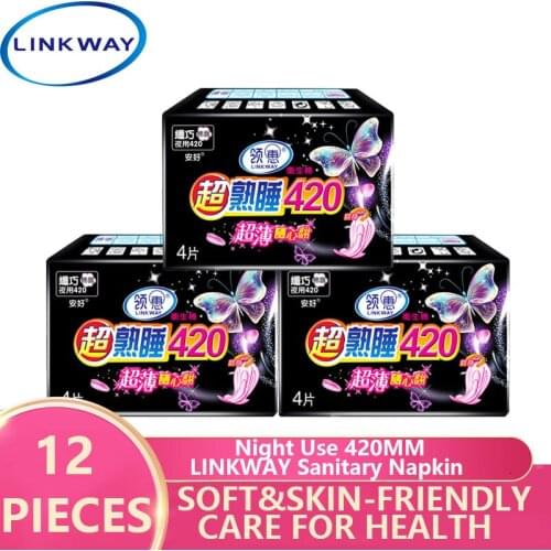 Linkway Ultra-Breathable Sanitary Napkins, Night-Use Ultra-Long 3-Packs, Cool Physiological Products, Cheap Price