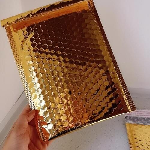 50PCS/Pack Gold Color Packaging Shipping Bubble Mailer Foil Plastic Padded Mailing Envelope Bag