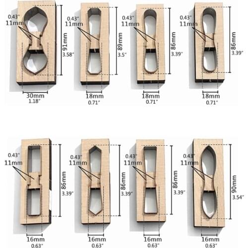 8Pcs DIY Keychain Scrapbook Embossing Wooden Die Cutting Leather Mold Art Crafts N0HE