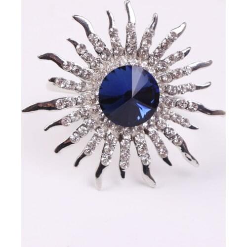 4PCS Table accessories wedding ink blue satellite stone sun flower napkin buckle diamond napkin ring