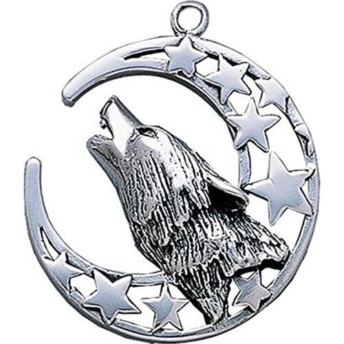 Antique Silver Plating Witchcraft Wicca Series Moon And Star Wolf Animal Charms Pendant For Men Necklaces Accessories DIY