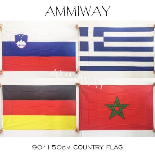 AMMIWAY 90*150cm 3x5 ft Slovenia Greece Country National Flags and Banners Germany Morocco Polyester Flag Banner for Festival
