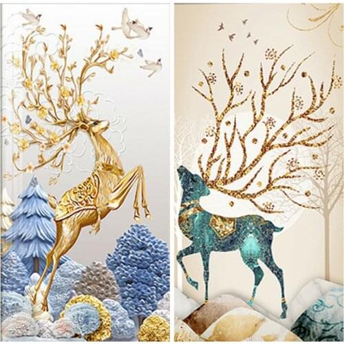 Huacan 5d Diamond Painting Kits Full Deer Farmhouse Home Decor Embroidery Animal Handmade Gift Wall Art