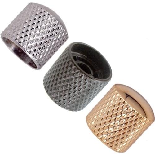 4 Pcs Knurled Barrel Meta Electric Bass Guitarl Dome Volume Tone Control Knobs Button Gold Gun color guitar accessories