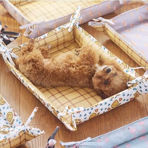 Summer Mat Ice Mat Summer Meow Dogs Sitting And Sleeping Blanket Rattan Mat Pet Supplies Bed Dual-use Cool Sense Cooling Mat