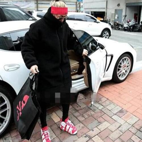 M-4XL Trendy Street Loose Medium Long Thick Warm Turtleneck Plush Jacket Lamb Fleece Large Size Winter Men