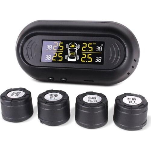 Car Hidden Tire Pressure Monitor LCD Digital External Wireless Solar Tire Pressure Detection Universal Tire Monitoring