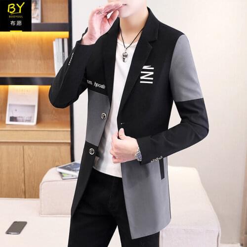 Men Long Suit Casual Four Seasons Full Sleeve Patchwork Blazers