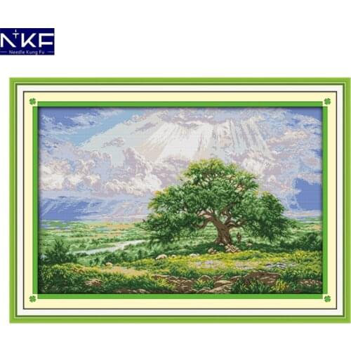 NKF The wishing tree scenery style needlepoint Christmas stocking kit stamped cross stitch embroidery sets for home decoration