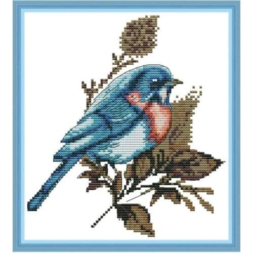 Blue bird cross stitch kit aida 14ct 11ct count print canvas cross stitches needlework embroidery DIY handmade