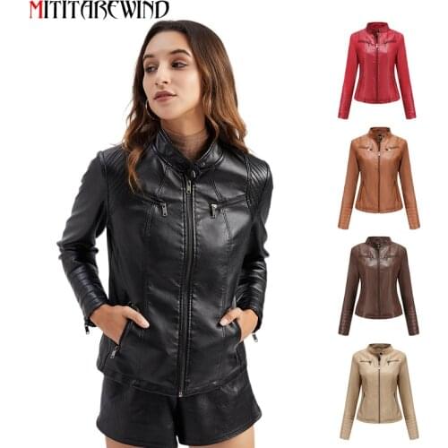 New Spring Autumn PU Leather Jacket Women Slim Fit Short Style Moto&biker Jacket Female S-XXXL Faux Leather Coat Femme Outerwear