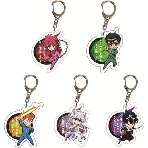 New Yu Yu Hakusho Keychain Gift Urameshi Yuusuke Figure Double-sided Acrylic Key Chain Old Anime Key Ring Bag Pendant Trinkets