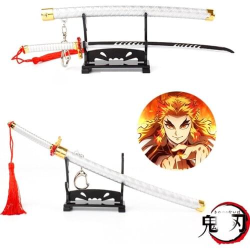 NEW Demon Slayer Ghost Out Of The Blade Keychain Stove Door Charcoal Jielang Knife Knife Key Chain Sword Weapon Model