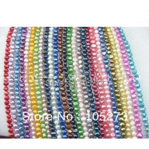 New Arriver Natural Pearl Jewelry 5-6MM Multi Baroque Shaper Freshwater Pearl Necklace Loose Beads 15'' New Free Shipping