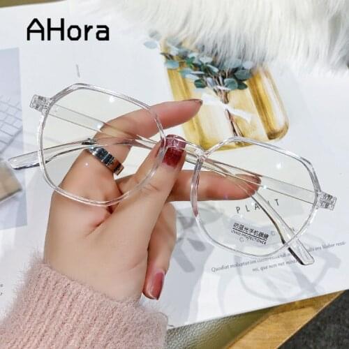 Ahora Transparent Reading Glasses Frame Women&Men Polygon Prebyopia Eyeglasses Hperopia Eyewear With Diopter 0 +1.0to+4.0 2021