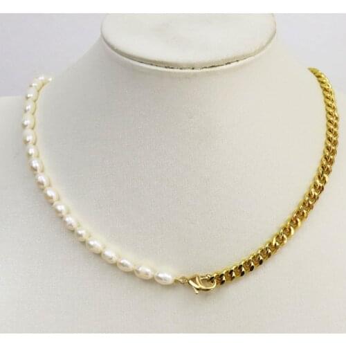5 Strand Freshwater pearls necklace Cuba Chain fashion Jewelry Handmade pearls necklace Elegant jewelry Necklace