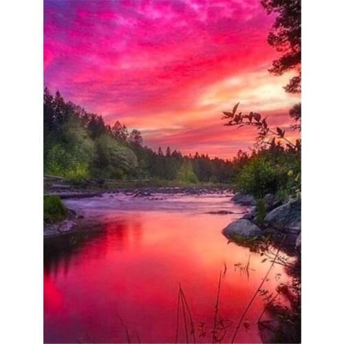 Landscape Sea DIY Embroidery 11CT Cross Stitch Kits Craft Needlework Set Cotton Thread Printed Canvas Home Decoration Room