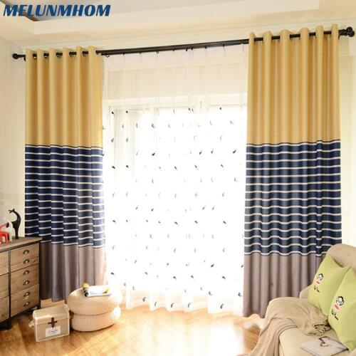 Modern Striped Printed Thick Blackout Curtains for Living Room Kitchen Linen Curtains for Bedroom Window Curtains for Kids Room