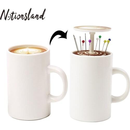 Coffee Cup Style Sewing Machine Stitch Pad Sewing Kit Creative Needle Storage Cup Contains 12PCS Needles For DIY Cross Stitch