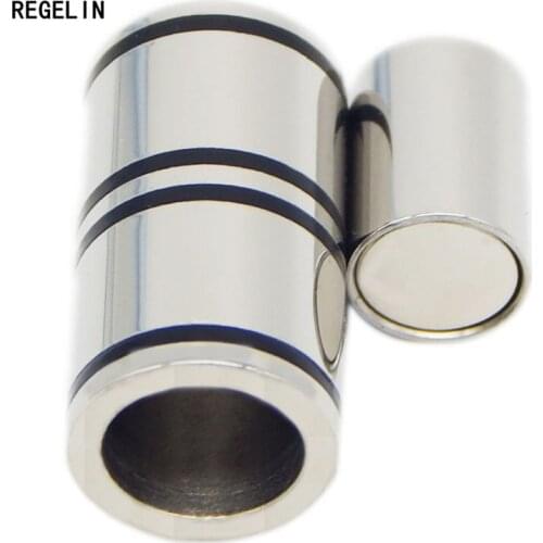 REGELIN Stainless Steel Jewelry Connector Hole 2-7mm Strong Round Leather Cord Magnetic Clasps Bracelet Necklace Connectors DIY