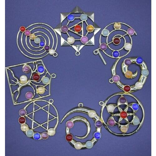 Reiki Chakra Pendants Gold 7 Chakra Natural Stone Pendant Tree Of Life Semi-Precious Stones Choker Necklace For Women Jewelry