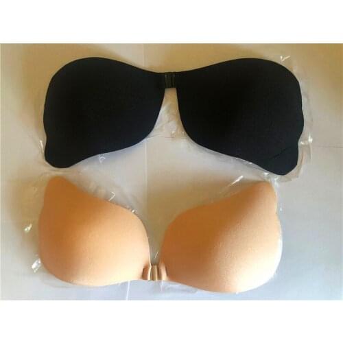 Self Adhesive Strapless Bandage Blackless Solid Women Bra Sticky Gel Silicone Push Up Womens Underwear Invisible Bra DropShip