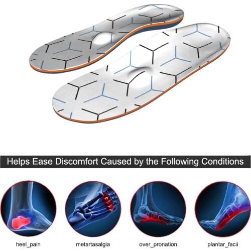 White Geometric Inserted EVA -Orthopedic Arch Support Insoles for Metatarsal Sufferer Ease Foot Pain Full Length iFitna