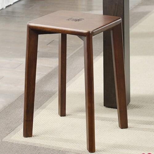 Solid wood stool home adult small bench living room dining stool creative round/square stool makeup stool