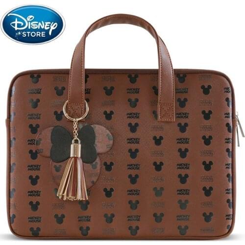 Disney Girl Laptop Bags PU Leather Mickey 13 14 15 Inch High-End Fashion Women Notebook Bag Sleeve For Macbook Case Computer