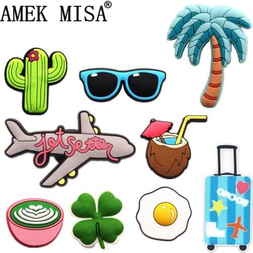 High Imitation Shoe Charms Cactus/Lucky Clover/Sunglasses/Jet Plane Shoe Decoration Shoe Accessories for Croc jibz Kids Party