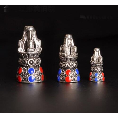 Vintage Tibetan Alloy Antique Silver Color Spacer Beads Vajry Pestle Charms 8MM*17MM/ 12MM*24MM For Jewelry Making 5 PCS 744bz