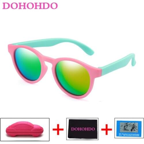 DOHOHDO 2020 Kids Sunglasses Polarized Boys Girls Round Safety Sun Glasses Child Baby Eyewear Silicone Eyeglasses Gafas UV400