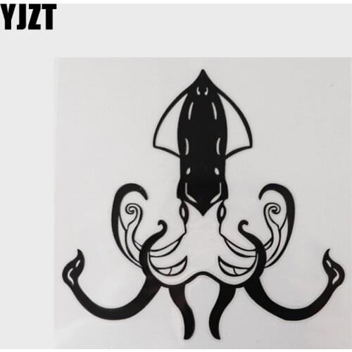 YJZT 13.1CM×12.4CM Personality Fierce Animal Squid Vinyl Car Stickers Decal 13D-0915