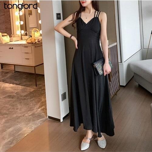 Women Solid Chiffon Dresses 2021 Summer Female V-neck Spaghetti Strap Sleeveless Holiday Dress Bohemian Backless Beach Sundress