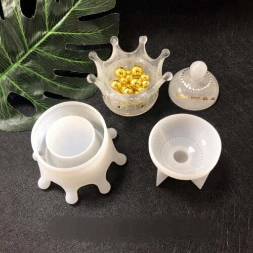 1PCS Crystal Epoxy Crown Storage Box Mould DIY Manufacture of moulds for swing table storage boxes