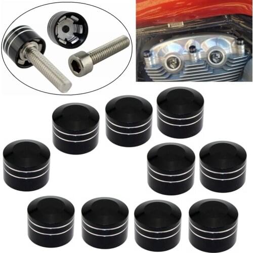 10pcs Motorcycle Schrauben Motor Bolt Topper Cover Cap CNC 9mm-12mm For Harley Twin Cam Touring Dyna Softail Sportster XL Black