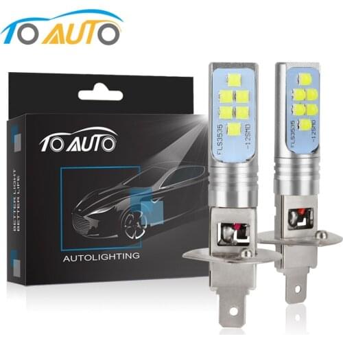 2PCS H1 H3 LED Bulb Auto Fog Light Super Bright 1400LM 6500K White Car Lights DC 12V 24V Auto Lamp 12 Pieces FLS3535 Chips