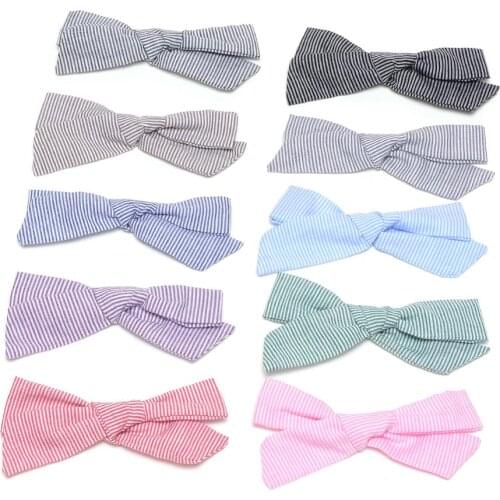 20pcs/lot Stripe Fabric Bow Baby Hair Knotted Bows Clip Hairpins Hair Accessories for Girl Teens Kids 10 Colors JFNY143