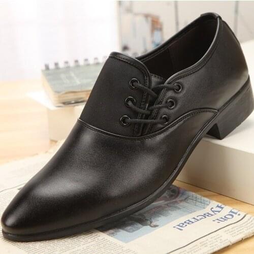 2020 Newest Men Dress Shoes Designer Business Office Lace-Up Loafers Casual Driving Shoes Mens Flat Party Leather Shoes 2 Color