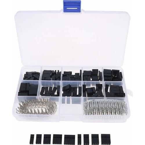 610Pcs/set Connector 2.54mm Cable Jumper Wire Pin Header Housing Kit Male Crimp Pins+Female Pin Terminal Conn