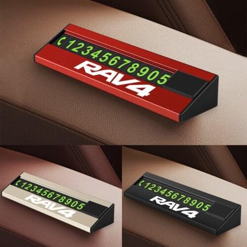 Car Temporary Parking Card Sticker Car Metal Phone Number Card Plate for Toyota RAV4 Car Accessories