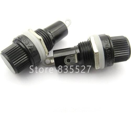 5pcs/lot Fuse holder 5*20 5X20mm 10A 250V Fuse block high temperature resistance Black revolving knob